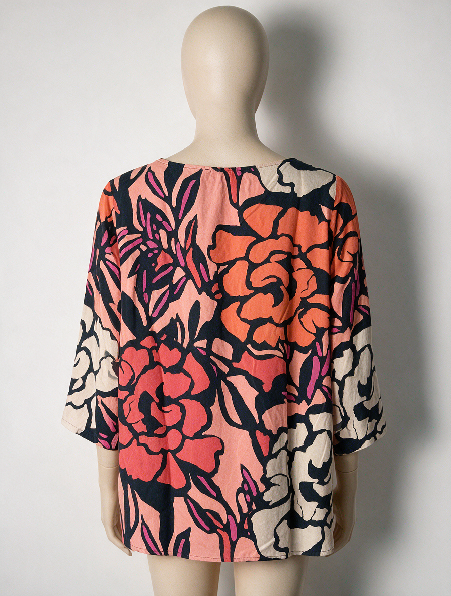 Betty Barclay - Tuniek - bloemenprint, roze/rood/oranje, driekwart mouw - M