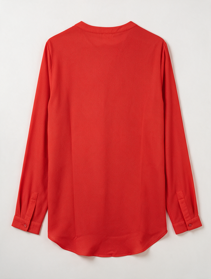 Eksept - Blouse - rood, licht glanzende stof, doorknoopsluiting - XS