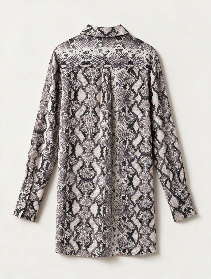 JOSH V - Blouse/tuniek - slangenprint, knoopsluiting - M