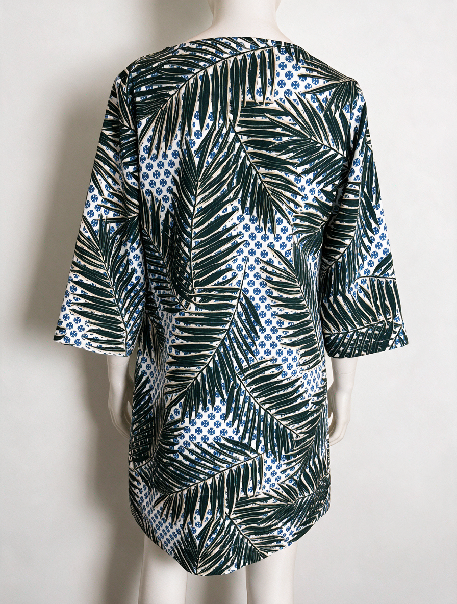 Nathalie Vleeschouwer - Jurk - tropische print, driekwart mouw, rechte pasvorm - S