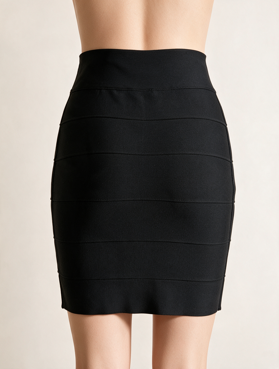BCBGMAXAZRIA - Rok - zwart-wit, contrasterend paneel voor, hoge taille - S