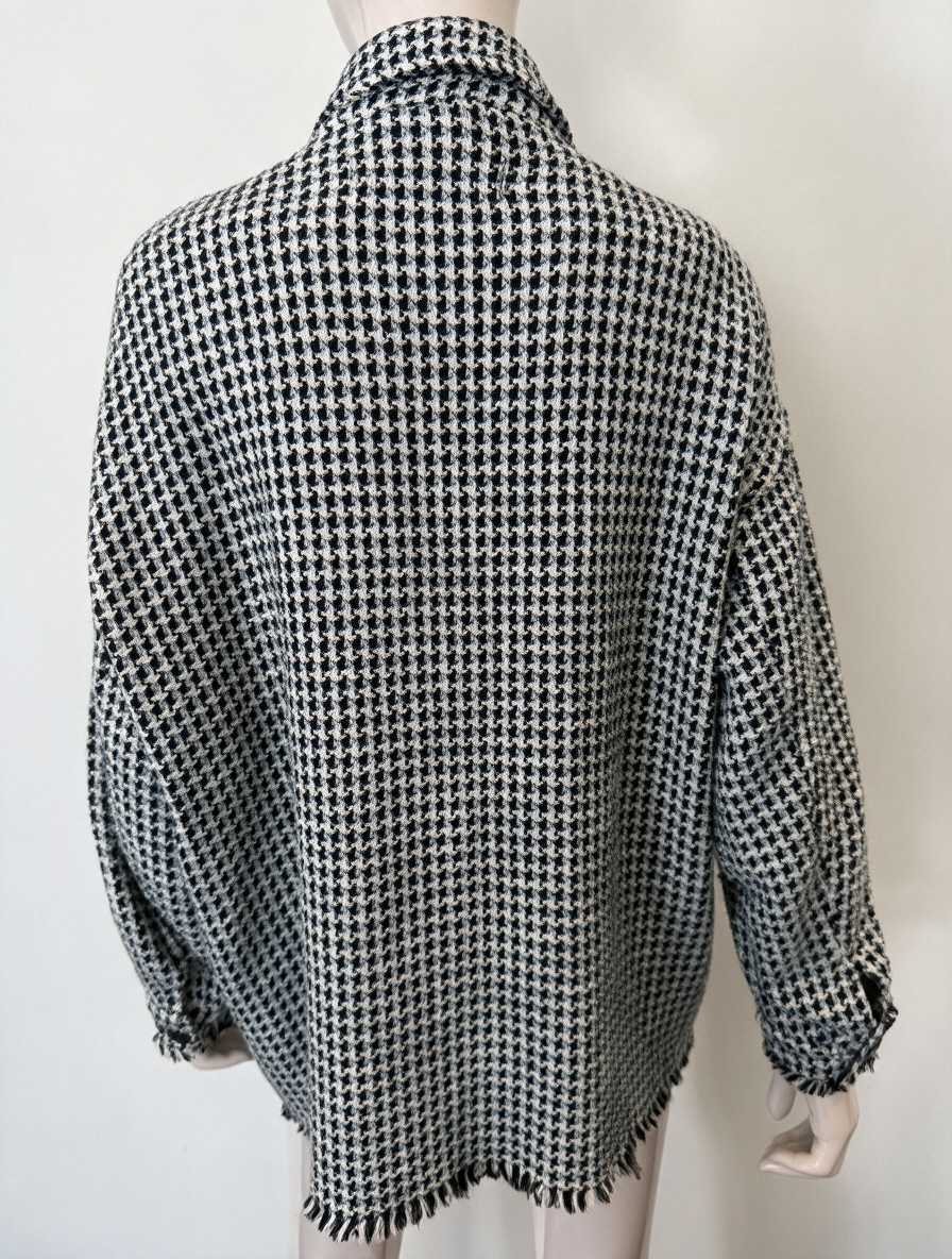 ZARA - Jas - pied-de-poule, oversized pasvorm, knoopsluiting - M