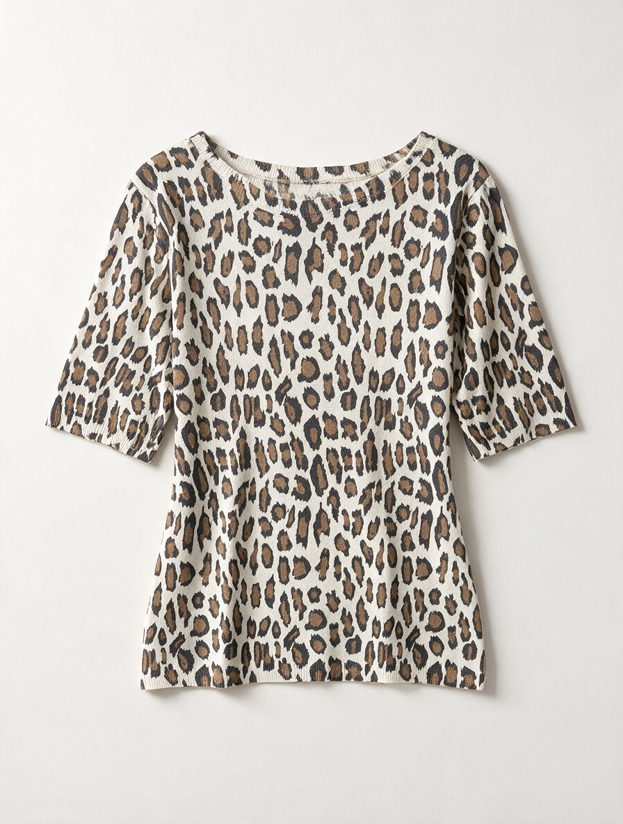 Gerard Darel - T-shirt - panterprint, ronde hals, korte mouw - M