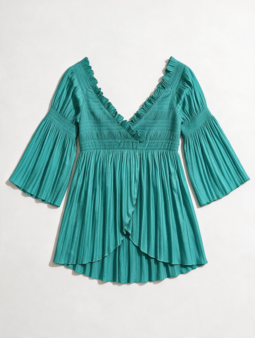 Patrizia Pepe - Blouse - turquoise, off-shoulder hals, 3/4 wijde mouwen - M