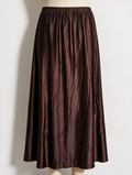 H&M - Rok - bruin, satijnlook, elastische tailleband - XS