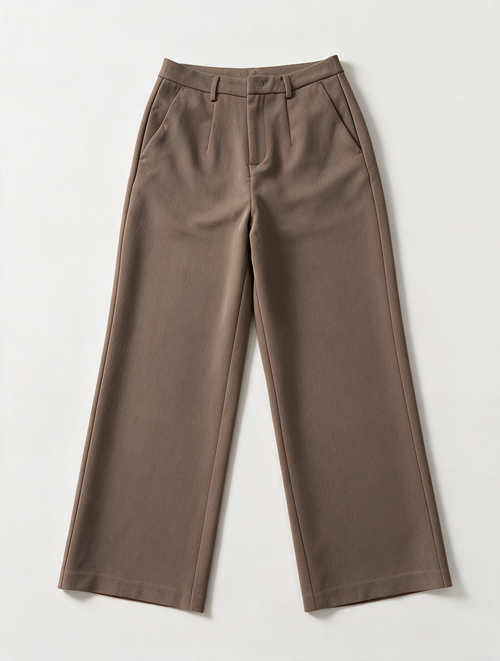 AMÉLIE & AMÉLIE - Broek - taupe, hoge taille, wijde rechte pijp - M