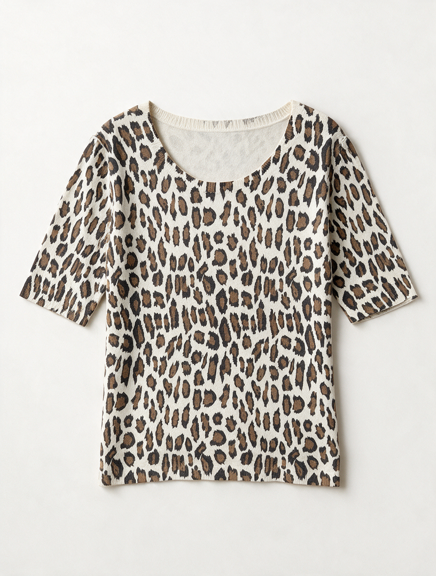 Gerard Darel - T-shirt - panterprint, ronde hals, korte mouw - M