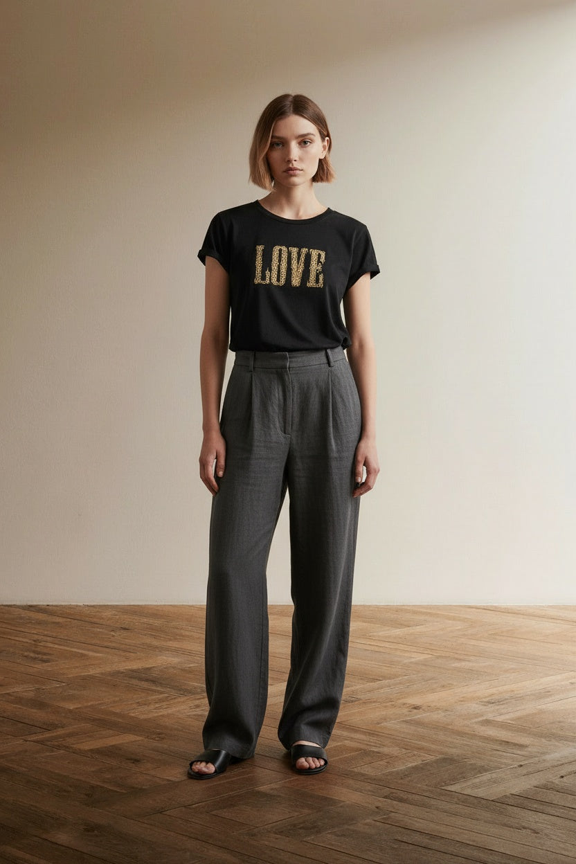 Full body view of the model wearing Zadig & Voltaire Top maat S Zwart