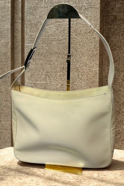 Prada vintage schoudertas crème leder