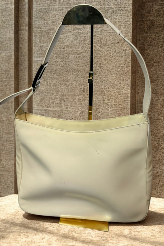 Prada vintage schoudertas crème leder