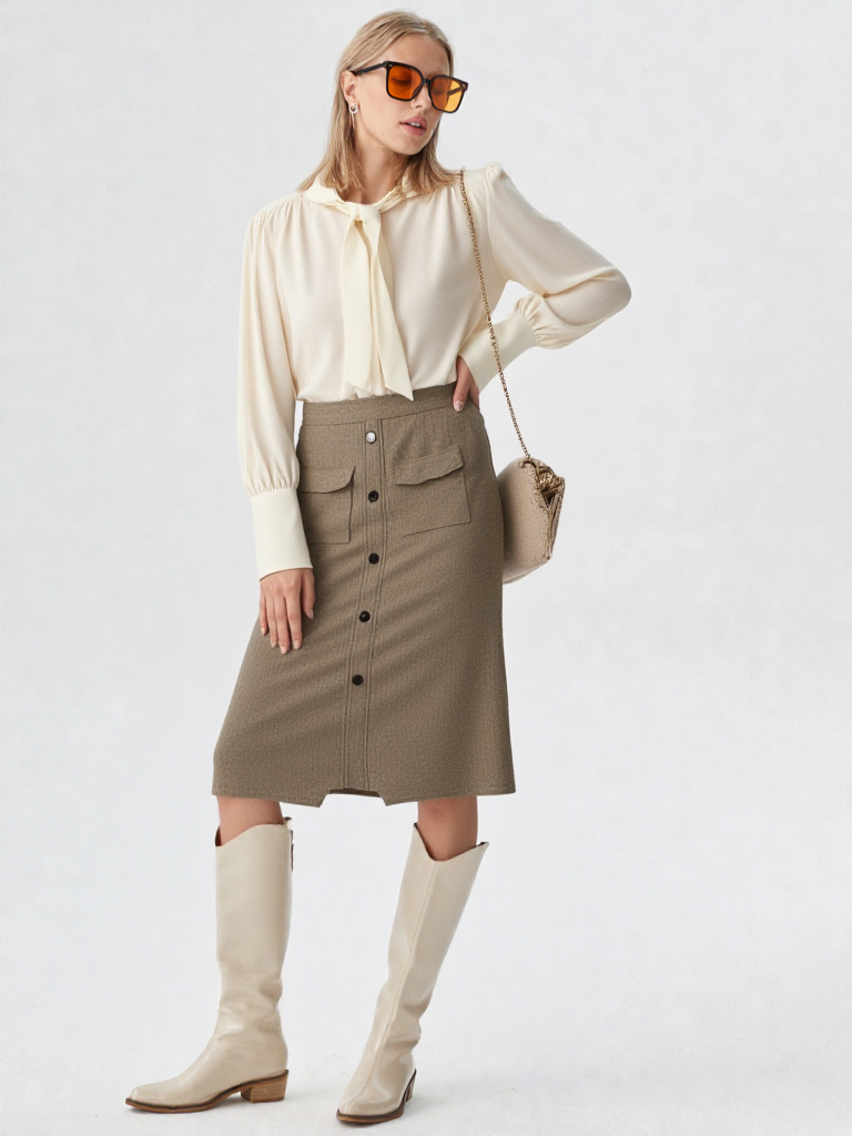 Rok met stretch maat M Beige