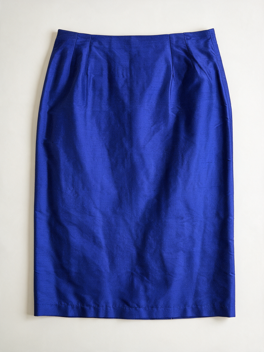 Mieke van Gijsel - Rok - blauw, pencil fit, glanzende stof - L