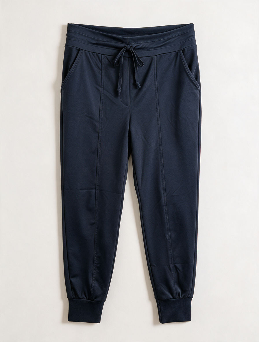 Angelle Milan - Broek - donkerblauw, joggingbroek, elastische taille met trekkoord - S