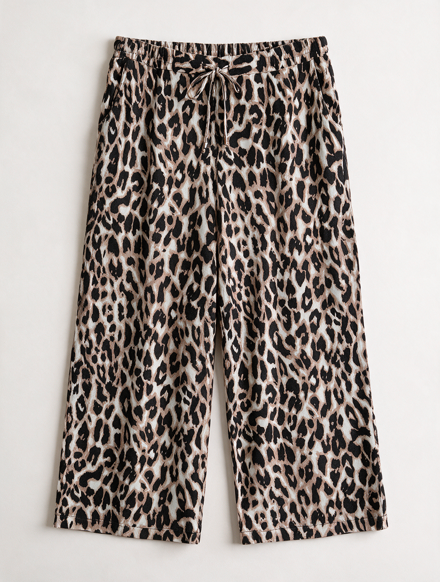 MS mode - Broek - luipaardprint, viscose, trekkoord in taille - XXL