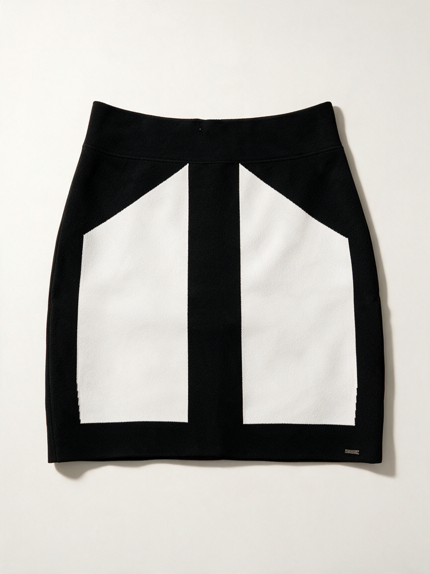 JOSH V - Rok - zwart-wit, geometrisch patroon, kokerrok - S