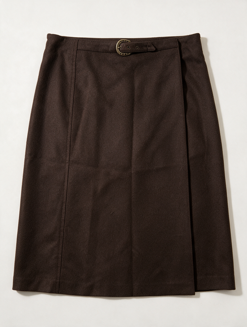 AIGNER - Rok - bruin, knielang, ceintuur met gesp - XL