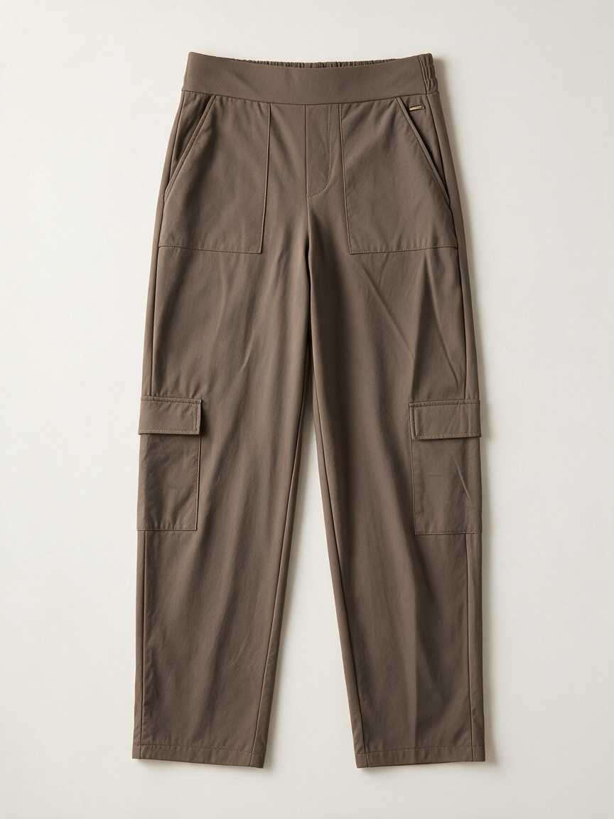 KIMARA - Broek - taupe, elastische tailleband, cargozakken met klep - XS