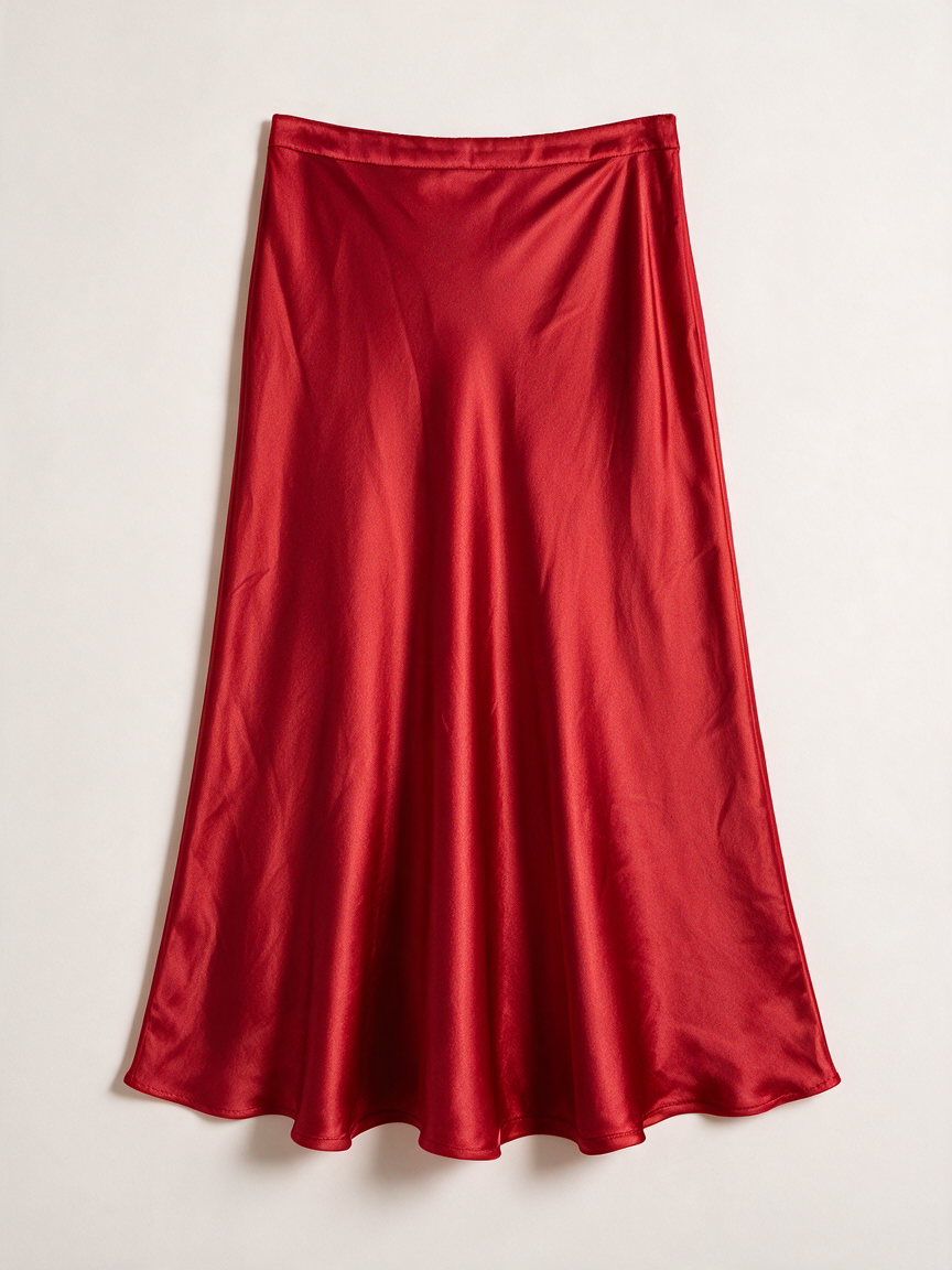 ZARA - Rok - rood, midi-lengte, licht glanzend - M
