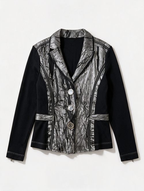 AIRFIELD - Blazer - zwart, metallic zilveren accenten, abstract patroon - XL