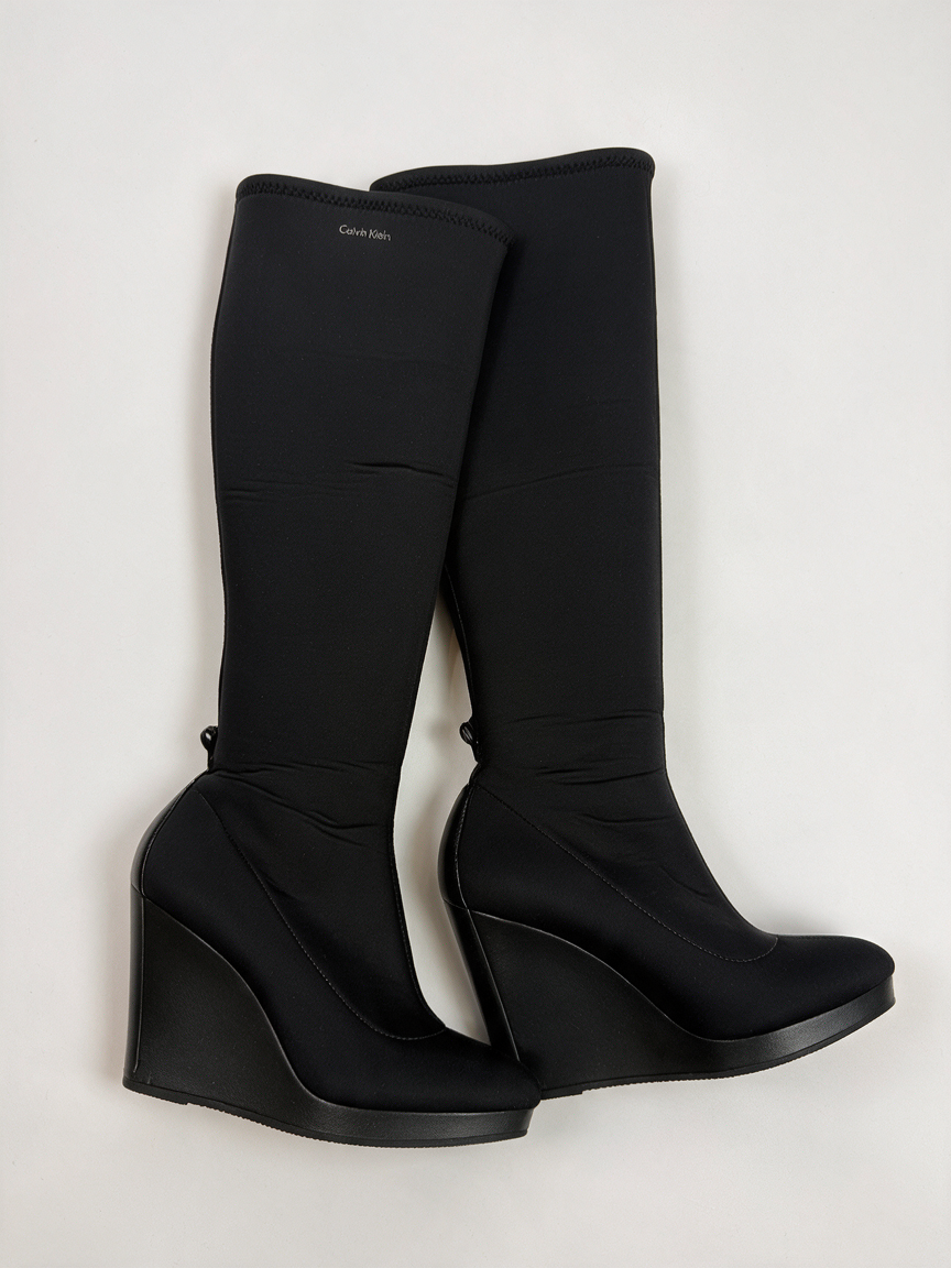 Calvin Klein - Laarzen - zwart, kniehoog, wedgehak - 38