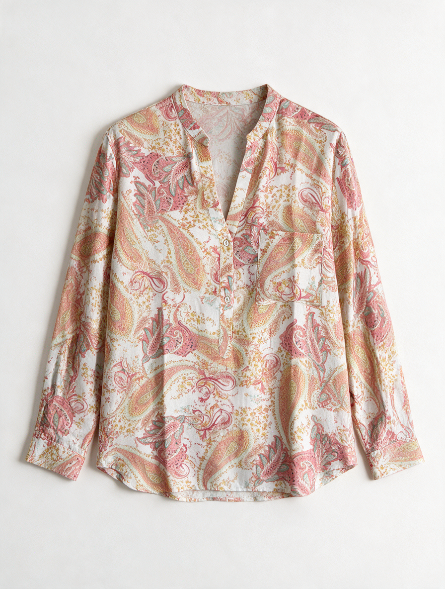 ZARA WOMAN - Blouse - meerkleurig, paisleyprint, knoopsluiting - M