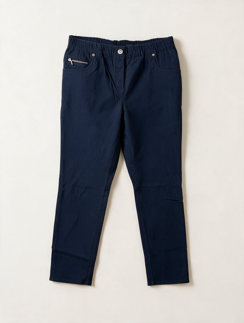 ATELIER GS - Broek - donkerblauw, rechte pijp, elastische tailleband - L