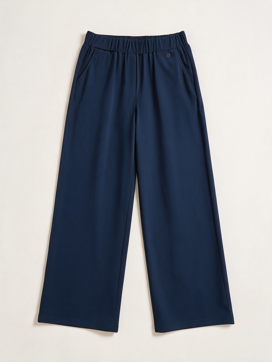TRIPLENINE® - Broek - blauw, elastische tailleband, wijde pijp - L