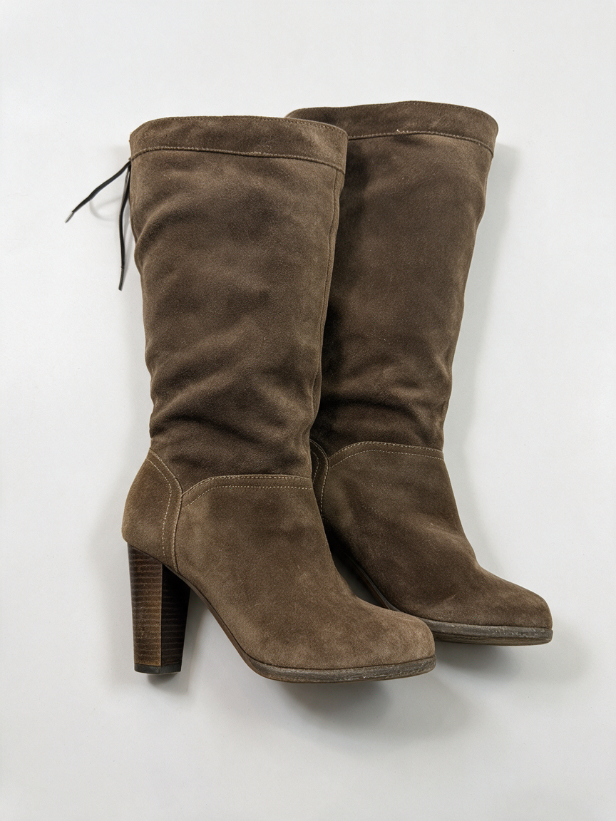 Scholl Laarzen - bruin, suède look, blokhak - 39