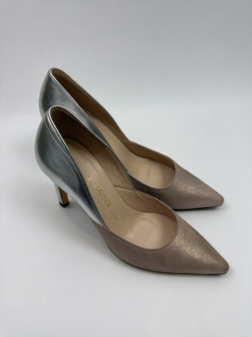 Peter Kaiser - Pumps - taupe en zilver, spitse neus, hoge hak - 36