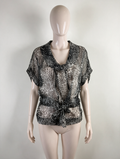Claudia Sträter - Blouse - zijden, animal print, strikdetail - XS