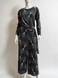 K Design - Set - zwart-wit abstracte print, wijde broek, hoge taille - M