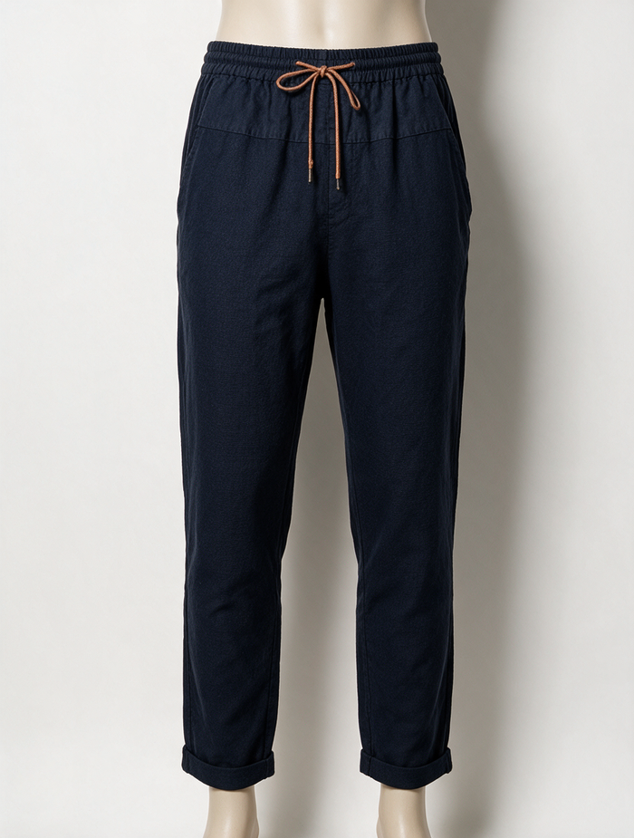 sessùn - Broek - blauw, elastische taille met trekkoord, rechte pijpen - M