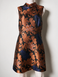 Steps - Jurk - bloemenprint, glanzende stof, opstaande kraag - XL
