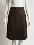 AIGNER - Rok - bruin, knielang, ceintuur met gesp - XL