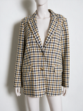 H&M - Blazer - ruitpatroon, beige, dubbelrijige knoopsluiting - XL