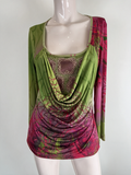 SAVE THE QUEEN! - Blouse - meerkleurig, all-over print, watervalhals - XL