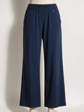 TRIPLENINE® - Broek - blauw, elastische tailleband, wijde pijp - L