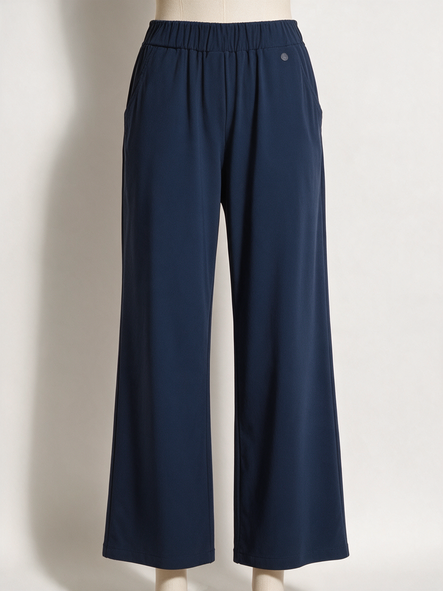 TRIPLENINE® - Broek - blauw, elastische tailleband, wijde pijp - L