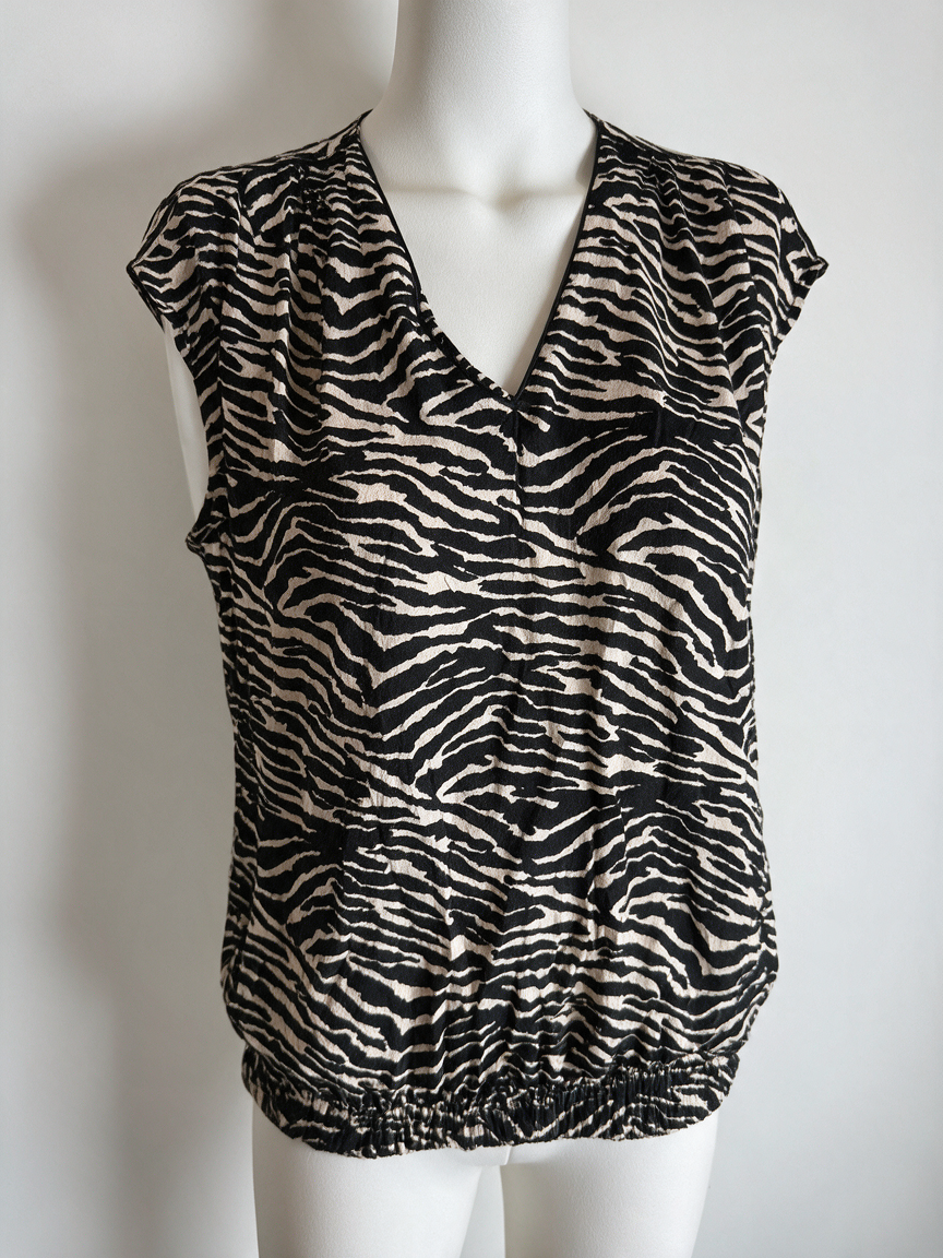 la fée Maraboutée - Blouse - zwart-wit, zebraprint, mouwloos - 36 (FR40)