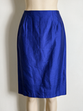 Mieke van Gijsel - Rok - blauw, pencil fit, glanzende stof - L