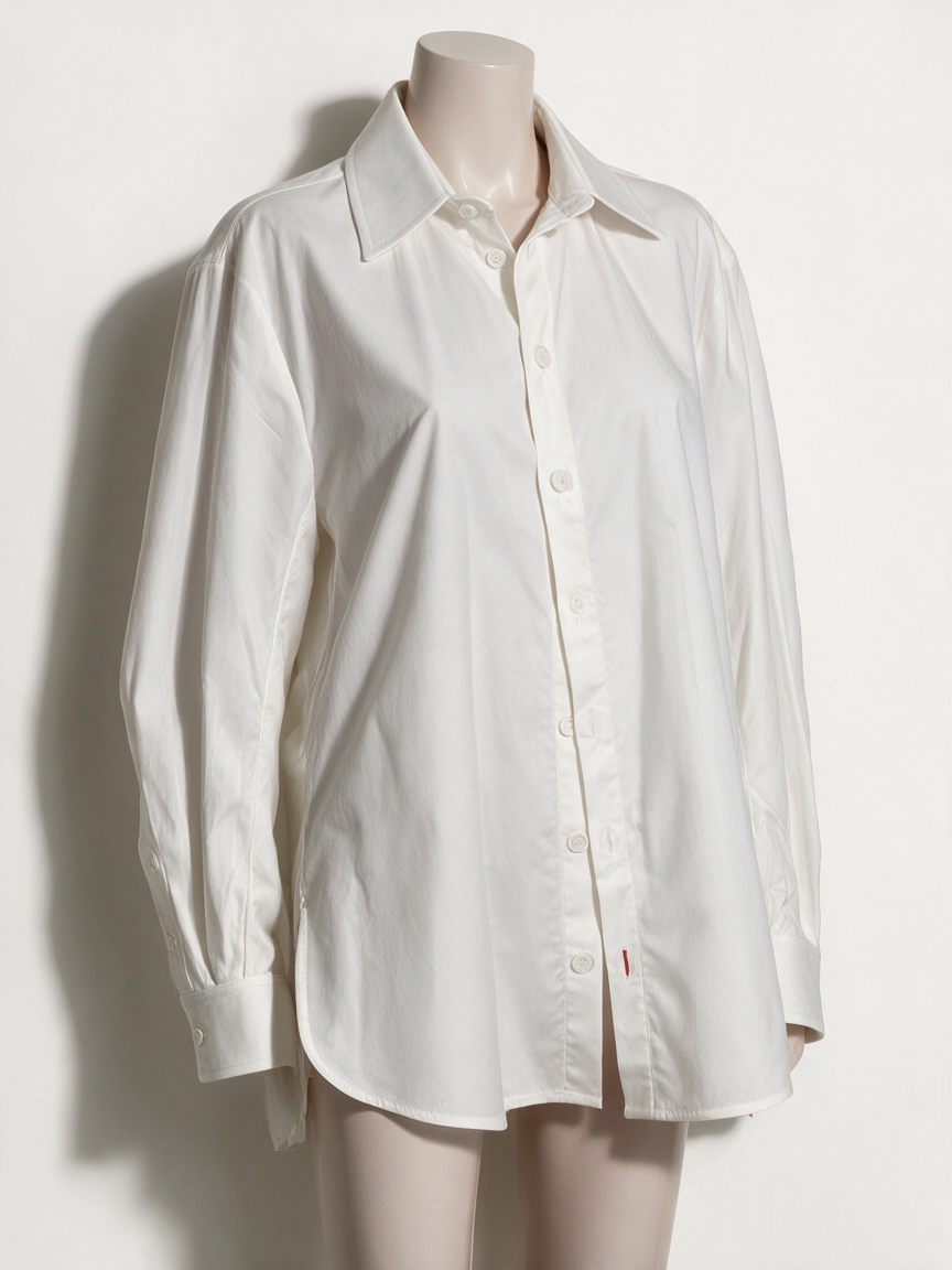 ZARA - Blouse - wit, klassieke kraag, knoopsluiting - M
