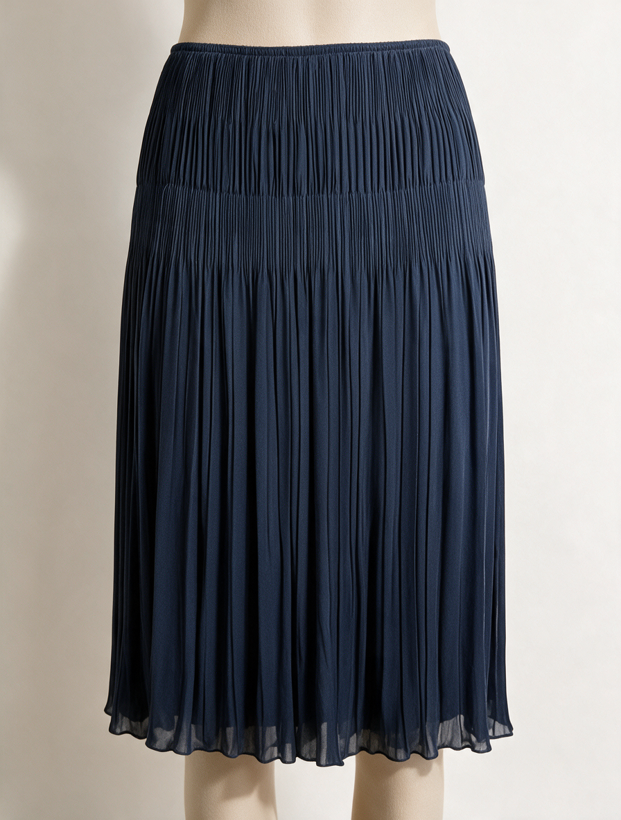 SOMMERMANN - Rok - blauw, geplooid/plissé, elastische tailleband - XL