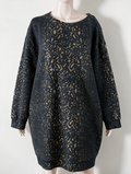 Vanilia - Jurk - zwart/beige dierenprint, oversized pasvorm, lange mouwen - L