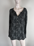 Street One - Blouse - zwart-wit patroon, V-hals, lange mouw - L