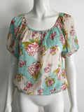 Fornarina - Blouse - bloemenprint, licht transparant, korte mouwen - XS