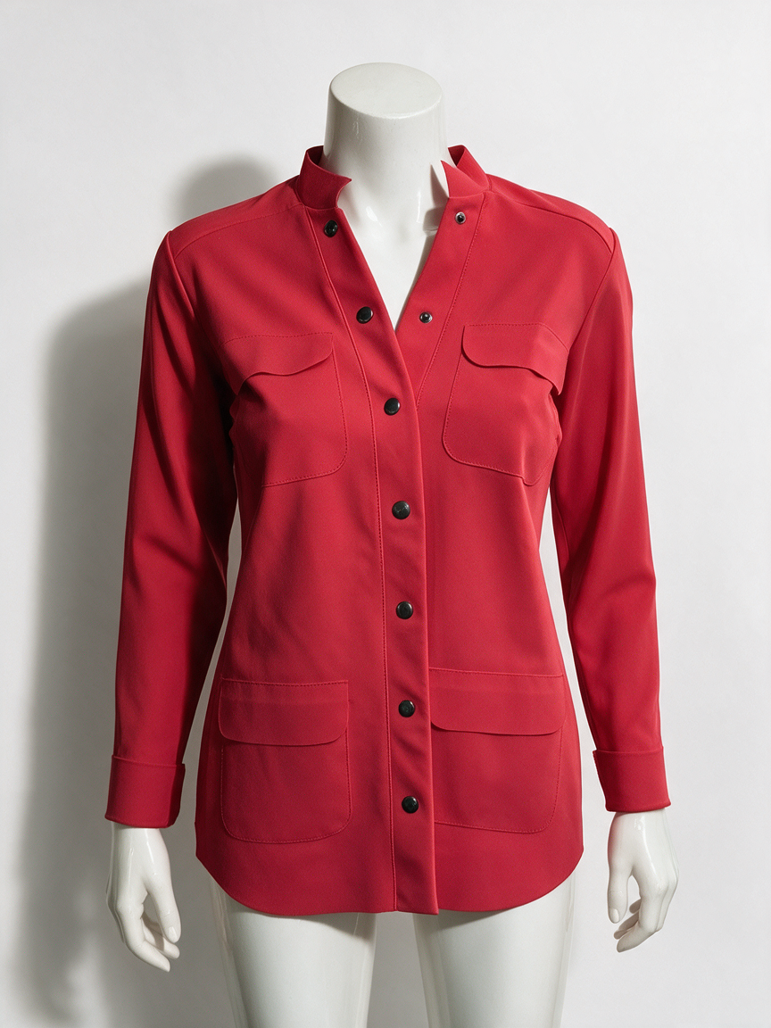 Chiara Boni - Jas - rood, kraagloos, drukknopen - S