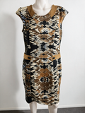 marie méro - Jurk - print, suède-look kraag, getailleerd - L