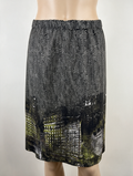 s.Oliver - Rok - zwart-wit met groen, grafisch motief, elastische tailleband - XXL