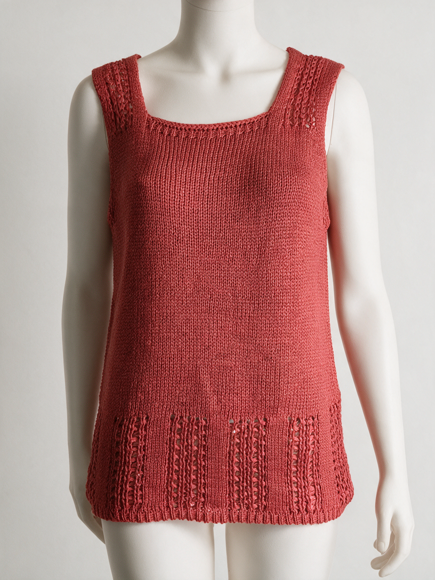 Opus - Top - rood, ajourpatroon, vierkante hals - M