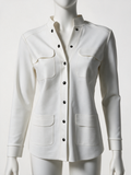 Chiara Boni La Petite Robe - Blouse - wit, opstaande kraag, 4 opgestikte klepzakken - S